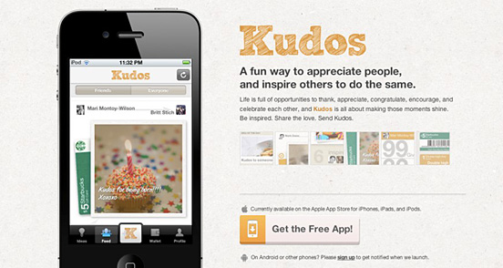 Kudos App Splash Page