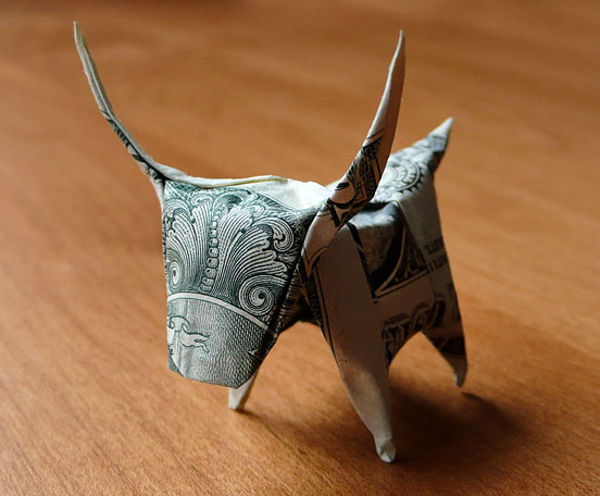 Dollar Origami Longhorn Steer